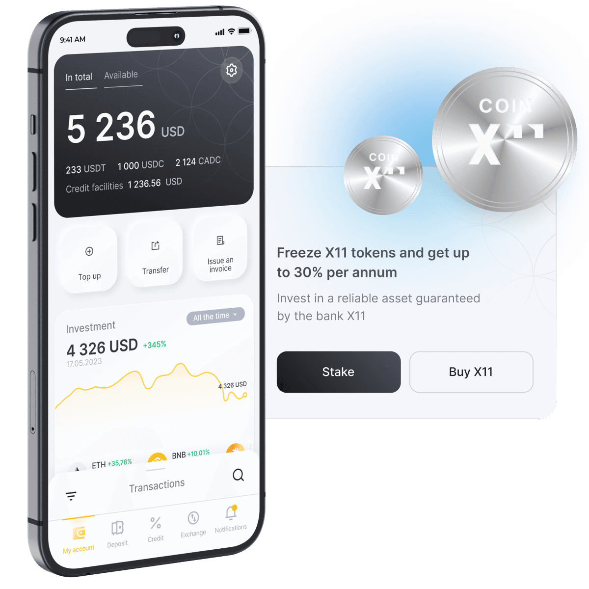 Banking app interface