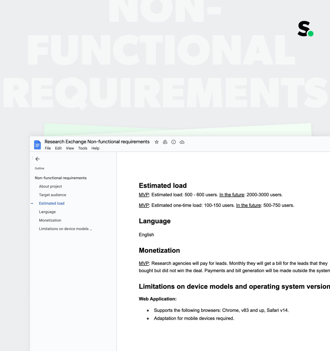Example of non-functional requirements